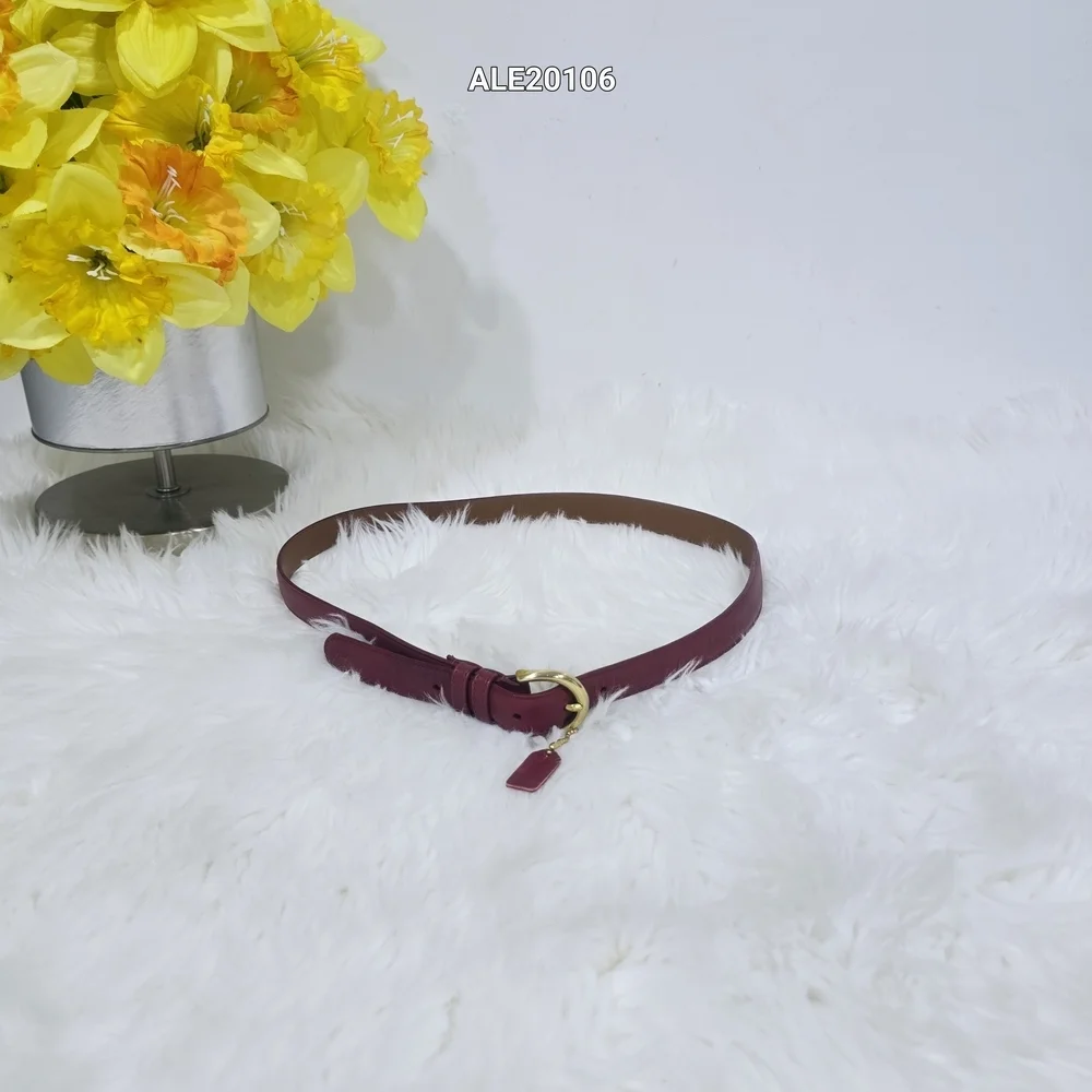 Coach Women's Large Leather Belt 8400 burgundy red color classic